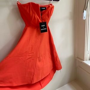 Orange NBD Fit & Flare Strapless mini Dress